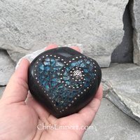 Stocking Stuffer Garden Stone/Paperweights #3 Group, Mosaic Hearts and Bursts,  Mosaic Garden Stone, Gardening Gift,