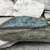 Starfish Iridescent Blue Mosaic Heart, Mosaic Garden Stone, Gardner Gift, Garden Decor, Mosaic Rock
