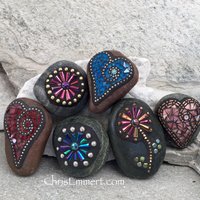 Stocking Stuffer Garden Stone/Paperweights #2 Group, Mosaic Hearts and Bursts,  Mosaic Garden Stone, Gardening Gift,