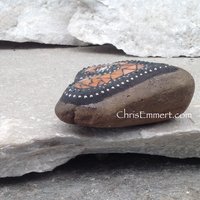 Orange Mosaic Heart, Mosaic Rock, Mosaic Garden Stone, Home Decor, Gardening, Gardening Gift,