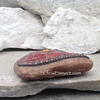 Red/Orange Mosaic Rock, Gardener Gift, Home Decor, Mosaic Garden Stone