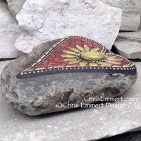 Sunflower Heart, Mosaic Rock, Gardener Gift, Home Decor, Mosaic Garden Stone