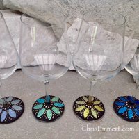 Iridescent Wine Glass Set of 4, Flower Design