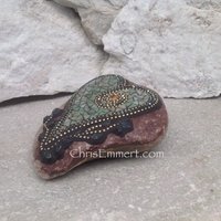 Olive Green Heart, Mosaic Rock, Gardener Gift, Home Decor, Mosaic Garden Stone