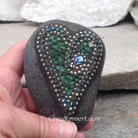 Green Heart, Mosaic Garden Stone, Gardener Gift, Garden Decor, Mosaic Paperweight / Garden Stone