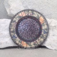 Mosaic Trivet - Candle Plate, Home Decor, Purple Mixed Media Art,