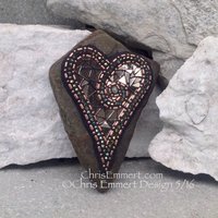 Copper and Bronze Mirror, Heart Mosaic -Garden Stone