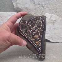 Copper and Bronze Mirror, Heart Mosaic -Garden Stone