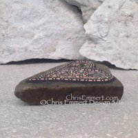 Copper and Bronze Mirror, Heart Mosaic -Garden Stone