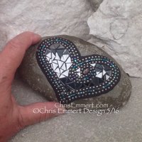 Smoked Mirror, Heart, Teal, Mosaic, Garden Stone, Gardener Gift, Home Decor, Garden Decor