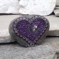 Purple Skull Heart, Mosaic, Garden Stone,  Gardener Gift, Home Decor