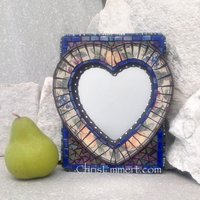 Mixed Media Mosaic Mirror, #1, Heart Shaped Mirror, Home Decor
