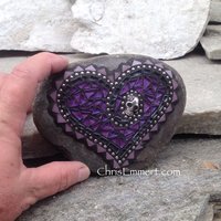 Purple Skull Heart, Mosaic, Garden Stone,  Gardener Gift, Home Decor