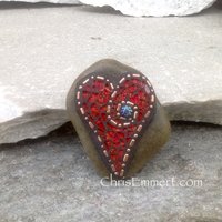 Garden Stone/Paperweights #2 Group Mosaic Heart, Mosaic Rock, Mosaic Garden Stone, Home Decor, Gardening, Gardening Gift,