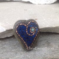 Garden Stone/Paperweights #2 Group Mosaic Heart, Mosaic Rock, Mosaic Garden Stone, Home Decor, Gardening, Gardening Gift,