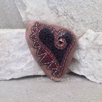 Black Angel Wing Mosaic Heart, Mosaic Rock, Garden Stone, Home Decor, Gardener Gift, Garden Decor,