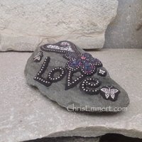 Special Price #1 Love Rock, Heart, Butterflies, Garden Stone, Mosaic, Garden Decor