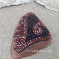 Black Angel Wing Mosaic Heart, Mosaic Rock, Garden Stone, Home Decor, Gardener Gift, Garden Decor,