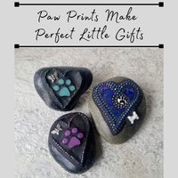 3 Little  Paw Prints, Group # 6 Mosaic Stone, Pet Memorial, Garden Decor