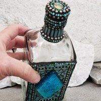 Mosaic Liquor Bottle “Blue Diamond” Up-cycled Decanter