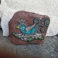 Teal Bluebird on a Branch Mosaic-Garden Stone