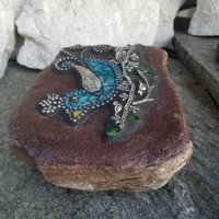 Teal Bluebird on a Branch Mosaic-Garden Stone