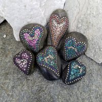 Angel Wing Mosaic Garden Stone Set of 6  #11 Group Mosaic Hearts  