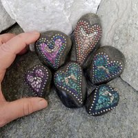 Angel Wing Mosaic Garden Stone Set of 6  #11 Group Mosaic Hearts  