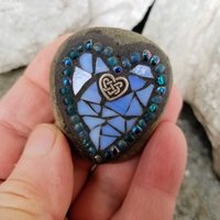 Mosaic Garden Stone Set of 5  #13 Group Mosaic Hearts  