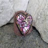 Mosaic Garden Stone Set of 5  #12 Group Mosaic Hearts  