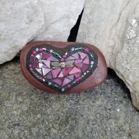 Mosaic Garden Stone Set of 5  #12 Group Mosaic Hearts  