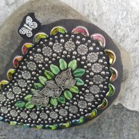 Sunflower Paisley Mosaic, Mosaic Rock, Mosaic Garden Stone,