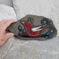 Red Bird on a Branch Mosaic-Garden Stone