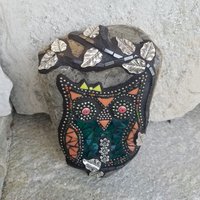 Owl Mosaic Garden Stone, Gardener Gift, Mosaic Art,  