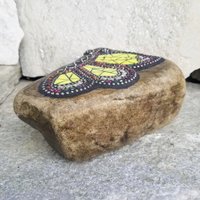 Yellow Butterfly Garden Stone, Garden Decor