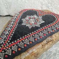 Black Mosaic Heart Garden Stone