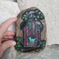 Purple Birdhouse Mosaic Garden Stone