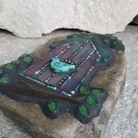Purple Birdhouse Mosaic Garden Stone