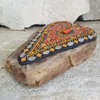 Orange Mosaic Heart Garden Stone 