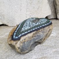 Light Green Heart Mosaic Garden Stone