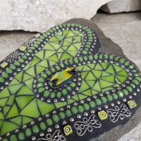  Lime Green Heart Mosaic Garden Stone