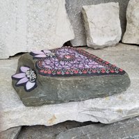 Sweet Pink Heart Mosaic Garden Stone