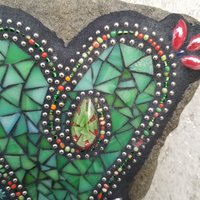  Green Heart Mosaic Garden Stone