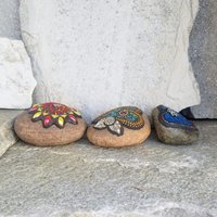 Mosaic Garden Set of 3  #4 Group Mosaic Heart and Stones 