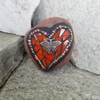 Mosaic Garden Set of 3  #2 Group Mosaic Heart and Stones 
