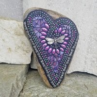  Purple Heart Mosaic Garden Stone