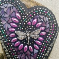  Purple Heart Mosaic Garden Stone