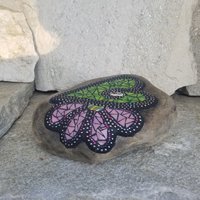  Green Heart w/ Pink Flower Mosaic Garden Stone