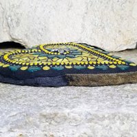 Yellow Mosaic Heart Garden Stone, Mosaic Garden Decor  Wall Hanging