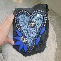 Iridescent Blue Wall Hanging Heart Porch Decor, Wall Decor